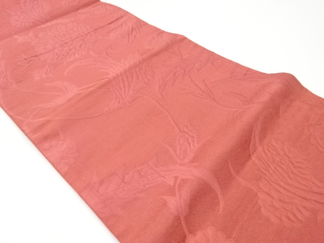 JAPANESE KIMONO / VINTAGE FUKURO OBI / REVERSIBLE / MATELASSE / WOVEN FLOWER ARABESQUE